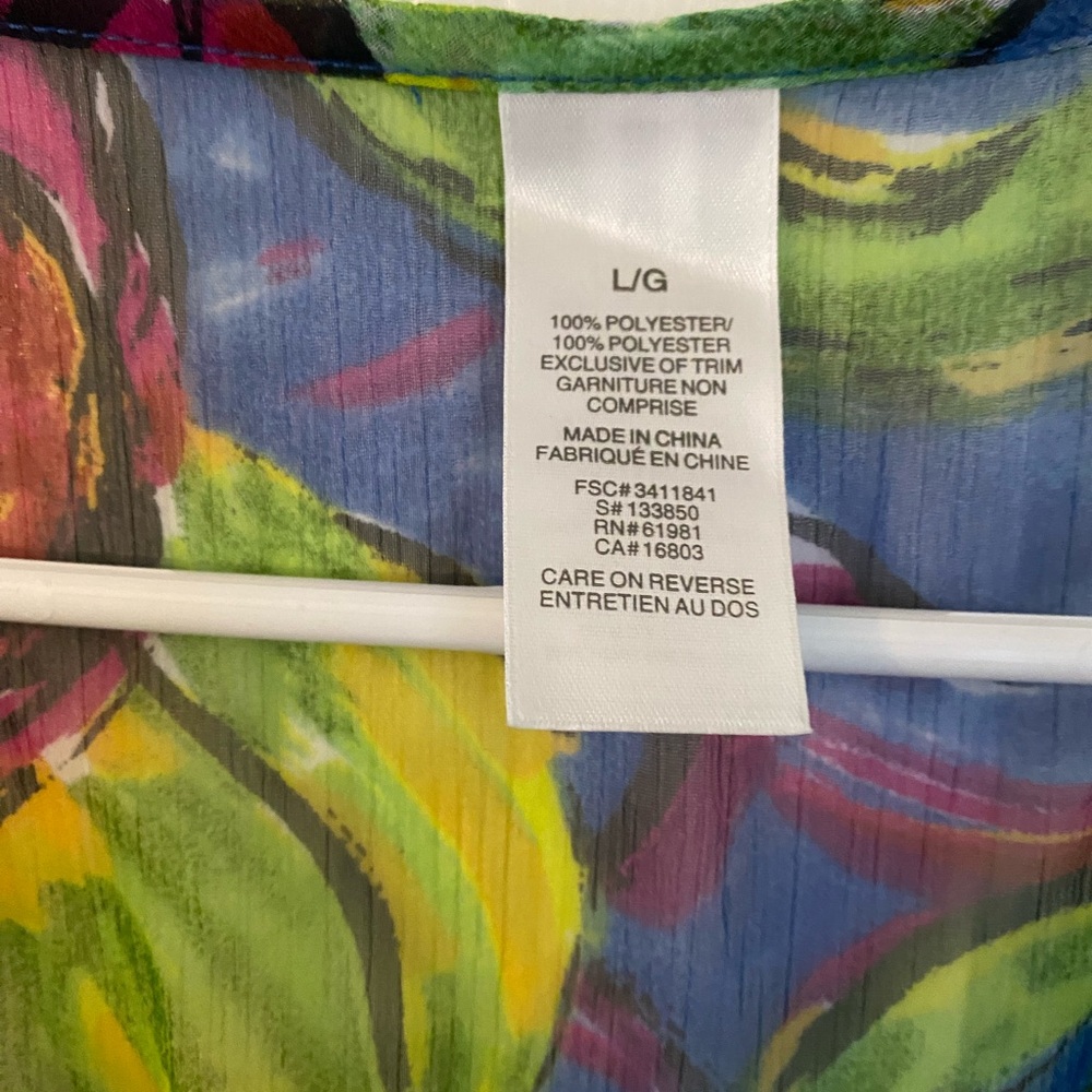 Carlos Falchi Multicolor Swirl Sheer Swim Coverup in Blue, Green, Pink - Picture 6 of 8